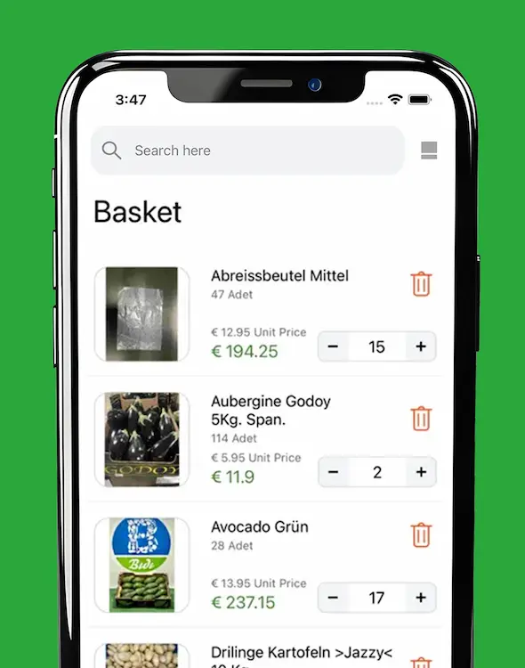 Bıdı App – Warenkorb für Gastronomie-Bestellungen
